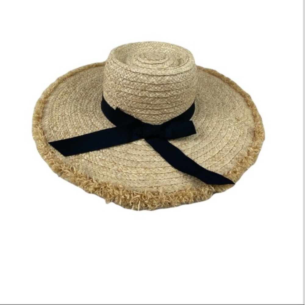 Women’s Straw Sun Hat With Black Bow Ribbon